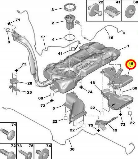 Peugeot OE Peugeot 407 1.6 2.0 2.2 2.7 HDi 04-10 Zbiornik FAP Бак для рідини fap dpf peugeot 407 508 новий ориг