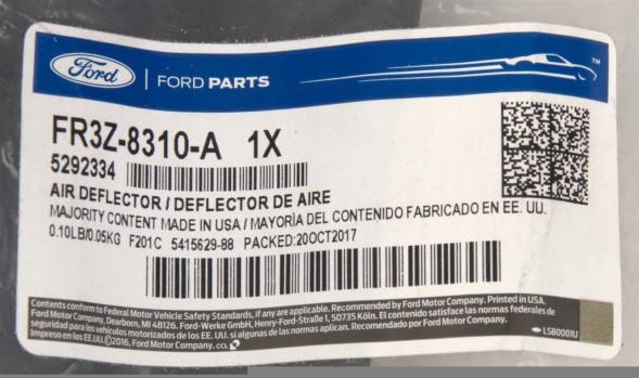 Ford OE FR3B-8102-AC Дефлектор повітря правий mustang mk6 5.0l 2015-17