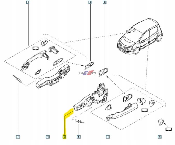 Renault OE РУЧКА RENAULT MODUS ВНУТРІШНЯ ЧАСТИНА ПЕРЕДНЯ ЛІВА ORG 8200288306
