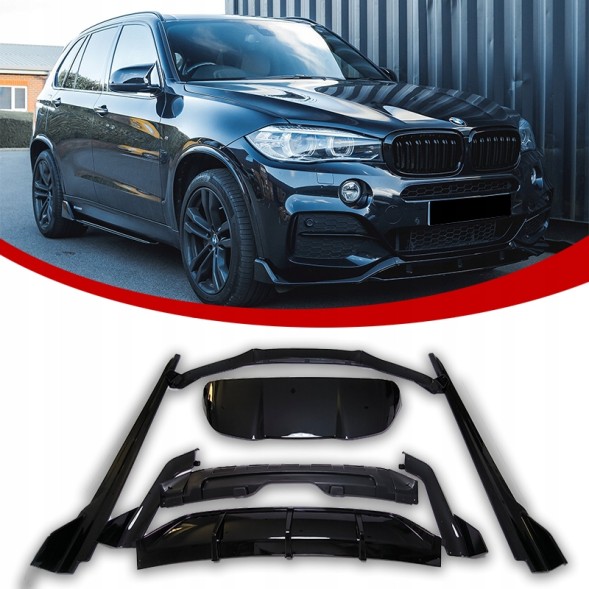 Китай BMW X5 F15 KOMPLET DOKŁADEK SPOILERY AERO KIT M-PAKIET CZARNY POŁYSK Спойлери BMW X5 F15 комплект чорний глянець