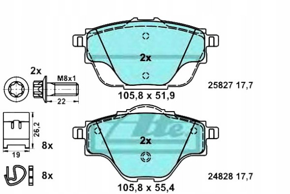 ATE 58891575 ATE Ate13.0470-3872.2 комплект колодок хам. Керамічні + помічник водія #33