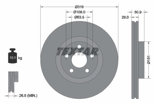 Textar 92317203 92317203 Textar диск хам. Форд р. Galaxy/s-max 1,5-2,0 15-