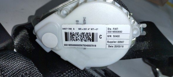 Fiat OE Ремінь безпеки ЗАДНІЙ ЦЕНТРАЛЬНИЙ FIAT BRAVO 07-14 OR 185506980
