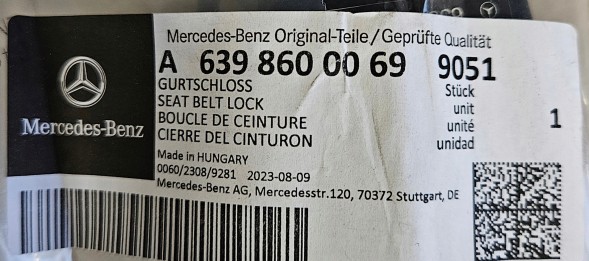 Volkswagen OE 6398600069 Sprinter 906 VW Crafter Vito пряжка застібки ременя безпеки датчиком