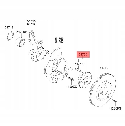 Hyundai OE 51750-3K000, 517503K000 ORYGINAŁ ОРИГІНАЛЬНА СТУЧИНА ПЕРЕДНЬОГО КОЛЕСА | HYUNDAI ix35 KIA SPORTAGE | 517503K000 OE