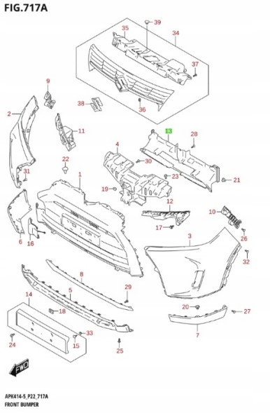 Suzuki OE 71781-63U00 SUZUKI VITARA 2024 - ВЕРХНЄ ПОВІТРЯНЕ КЕРМО