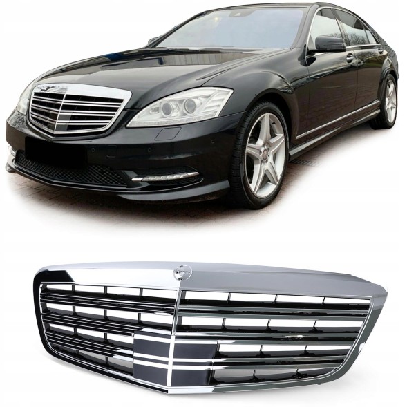 Green Parts GRILL W221 CHROM РЕШІТКА РАДІАТОРА MERCEDES W221 AMG OPTIK 09-13 РЕСТАЙЛІНГ ХРОМ