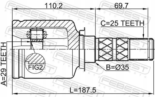 Febest 0811-G12 Шрус (граната) передній 0811-g12 febest subaru