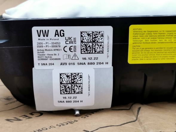 Volkswagen OE 5NA880204H, DWP526949OE, 5NA880204G Подушка безпеки airbag VW Tiguan 5NA880204H ORG