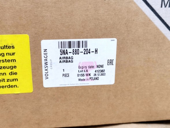 Volkswagen OE 5NA880204H, DWP526949OE, 5NA880204G Подушка безпеки airbag VW Tiguan 5NA880204H ORG