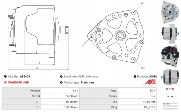 AS-PL A9540S Бренд new as-pl альтернатор
