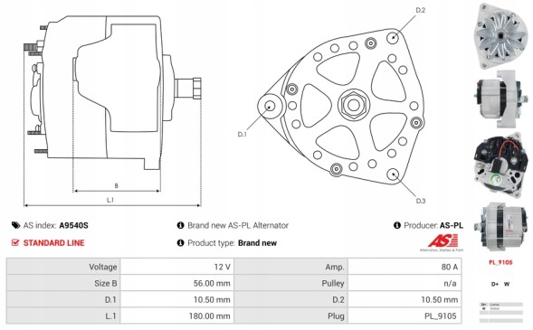 AS-PL A9540S Бренд new as-pl альтернатор