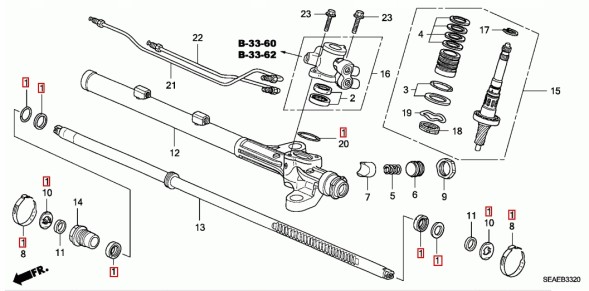 Honda OE 06531-SEA-E05 Ремкомплект рульової передачі прокладки Honda Accord VII 2006-08