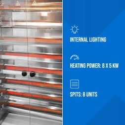 Китай WEW-SC-HP-1029510 Газовий Вертел Royal Catering на 40 Курчат 8 Шампурів 40 кВт Пропан-Бутан