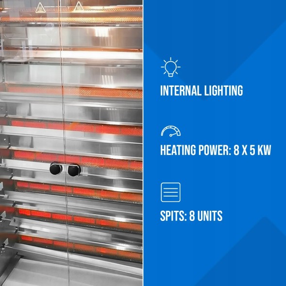 Китай WEW-SC-HP-1029510 Газовий Вертел Royal Catering на 40 Курчат 8 Шампурів 40 кВт Пропан-Бутан