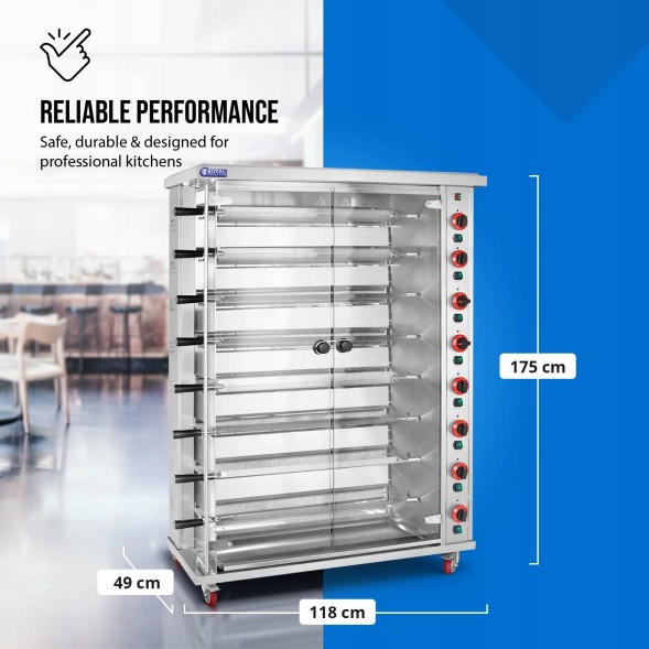 Китай WEW-SC-HP-1029510 Газовий Вертел Royal Catering на 40 Курчат 8 Шампурів 40 кВт Пропан-Бутан