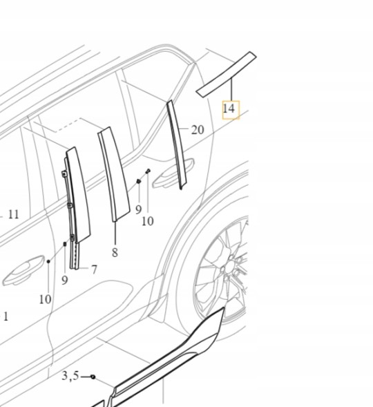 Volvo OE VOLVO EX40 XC40 Декоративна планка на заднє крило ліве R-DESIGN OE 31463686