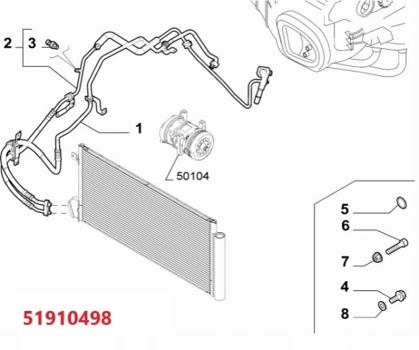Китай acn51910498 Провід кондиціонера FIAT DOBLO 2009-> OPEL COMBO 1.3D-2.0D 2010- 51910498