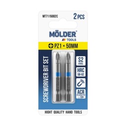MT7115002C MOLDER Набір біт MOLDER PZ1x50мм 2шт в блістері кольорове маркування