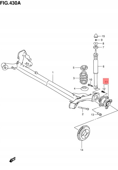 Suzuki OE SUZUKI BALENO IGNIS SWIFT МАТОЧИНА КОЛЕСА ЗАДНЯ 4340281P01 43402-81P01 ОРИГІНАЛ