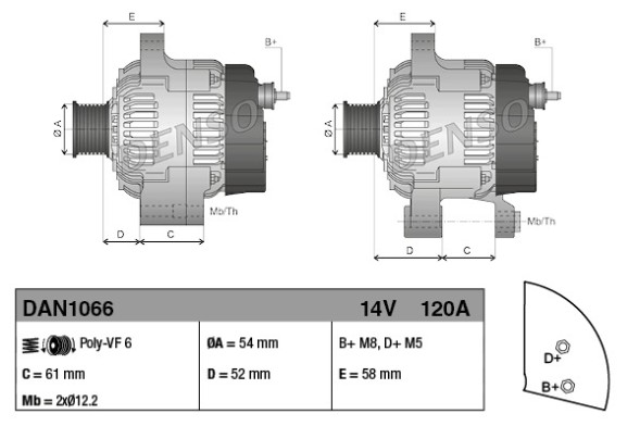 V-maxzone Part VIC-279383 Генератор для ALFA ROMEO GIULIETTA, GIULIETTA фургон/хетчбек, FIAT TIPO