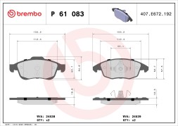 P61083 BREMBO Комплект гальмівних колодок з 4 шт дисків