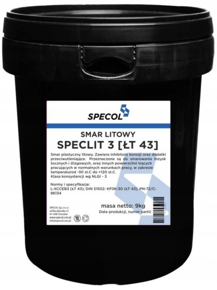Specol 131109 МАСТИЛО ДЛЯ ПІДШИПНИКІВ ЛТ43 SPECLIT 3 9КГ / СПЕЦ