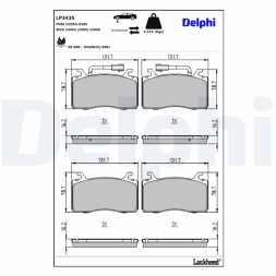 LP3435 DELPHI Комплект гальмівних колодок з 4 шт дисків