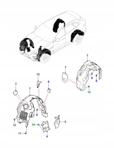 Jaguar OE T4A1138 Праве Заднє Надколесо Правий Задній Jaguar F-Pace X761 T4A35989 T4A32985 T4A31952
