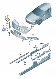 Volkswagen OE 3C8853948BFXC Емблема передньої решітки R-Line Volkswagen CC