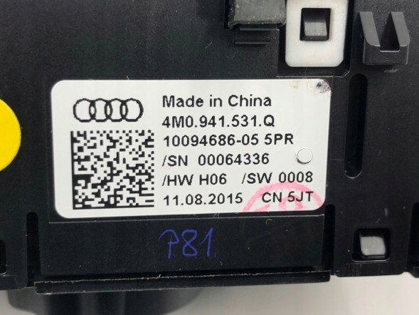 Audi OE 4M0941531Q 4M0.941.531.M LCI Вимикач панель світла 4m0.941.531.Q audi a5 s5 q5 lift 2016-