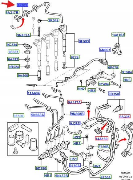 Ford OE 3M5Q-9K022-BC Переливний шнур 1.6л tdci focus 2004- 1346471 _ 3м5q-9k022-bc