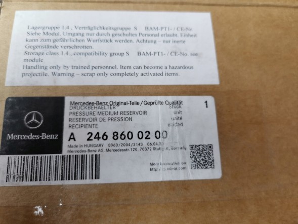 Mercedes-Benz OE A2468600200, DWP466746OE Патрон подушки безпеки Mercedes A-Class W176 A2468600200