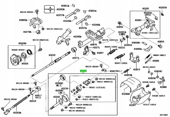 Toyota OE 45220-60202 4522060202 Вал рульової колонки TOYOTA 445220-60202 OEM