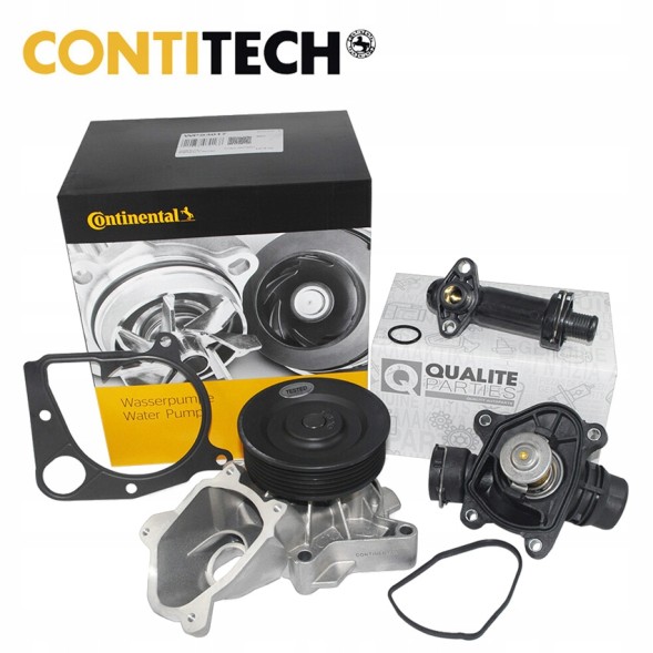 QP 11.517805811 + 11.717787870 + WPS 3017 2X термостат корпус + водяний насос contitech bmw e87 e60 e63 e90 m47n2 m57n2
