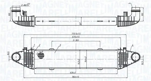 MAGNETI MARELLI 351319206250 Охолоджувач повітря інтеркулер 351319206250