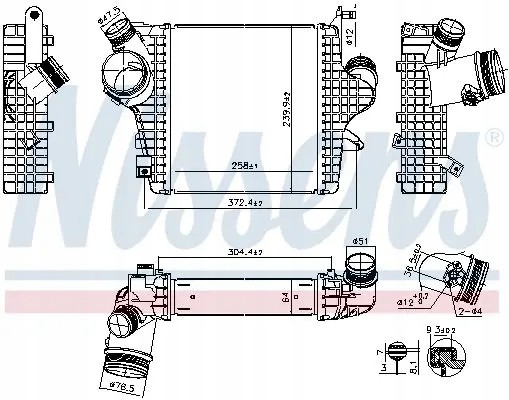 Nissens 961304 Охолоджувач повітря інтеркулер 961304 nissens