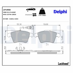 LP1950 DELPHI Комплект гальмівних колодок з 4 шт дисків