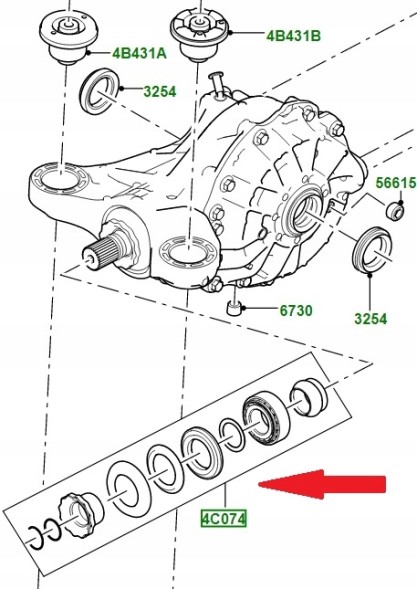 Land Rover OE Ремкомплект заднього диференціала OE Land Rover LR158115, LR068951