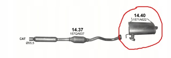 CHINA 14.40 ANTPOL Mitsubishi outlander ii 2.0 2.4 16v 2/4wd 108-125kw задній глушник 14.40