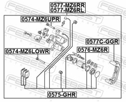 0574 MZ6LOWR FEBEST Втулка напрямна супорта гальмівного заднього