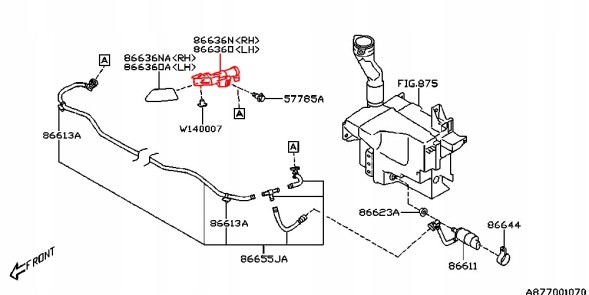 Subaru OE 86636FJ050 SUBARU XV IMPREZA 12- ФОРСУНКА ОМИВАННЯ ФА