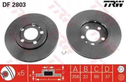 TRW GDB1386 + DF2803 VW POLO IV 9N Колодки + диски передні TRW VW POLO 4 IV 9N 256 MM
