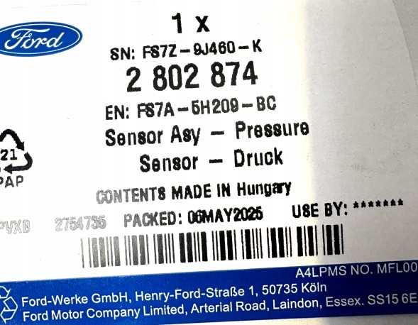 Ford OE FS7A-5H209-BC Датчик dpf 2.0 tdci ford edge smax galaxy 2015- oe 2802874 _ fs7a-5h209-bc