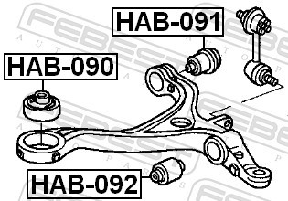HAB 091 FEBEST САЙЛЕНТБЛОК ПЕРЕДНЬОГО НИЖНЬОГО ВАЖЕЛЯ