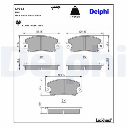 LP353 DELPHI Комплект гальмівних колодок з 4 шт дисків