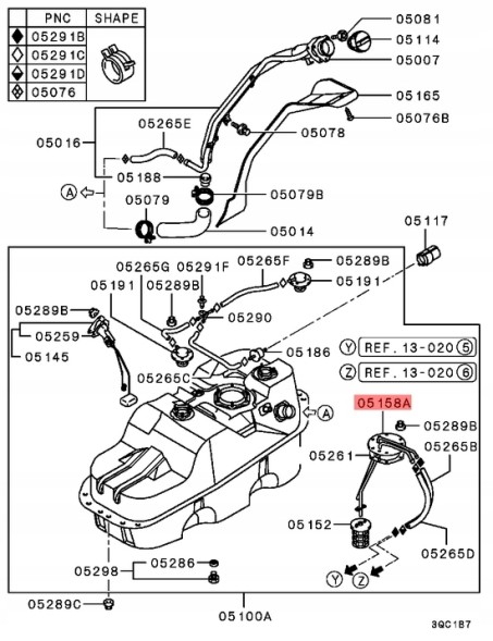 Mitsubishi OE GP|MR432127, MITSUBISHI ORYGINAŁ MITSUBISHI PAJERO SPORT K94 Паливний шланг бака (оригінал)