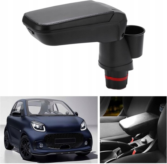 0AMS Smart Fortwo 453, Przechowywanie Samochodu, Centralny Podłokietnik ze Schowkiem z Uchwytem na Kubek Wody Zamiennik dla Smart Fortwo Forfour 453 15 19 Центральний підлокітник з відділенням для зберігання, тримачем для напоїв для Smart Fortwo 453