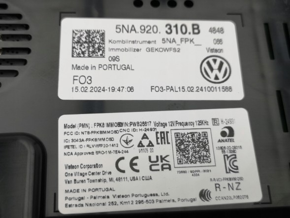 Volkswagen OE 5NA920310B, DWP5NA920310BOE Лічильник/приладова панель VW Tiguan Allspace 5NA920310B Новий оригінал