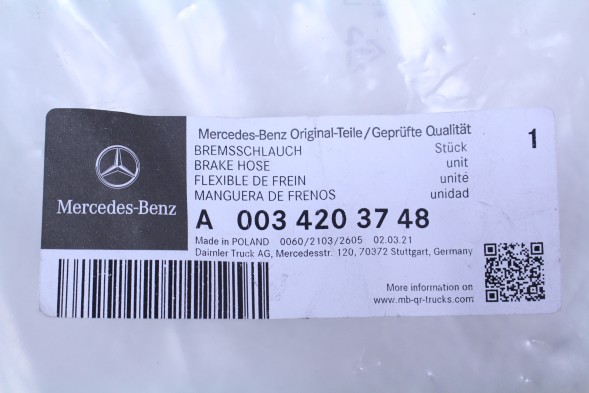 Mercedes-Benz OE ГАЛЬМІВНИЙ ШЛАНГ MERCEDES A0034203748